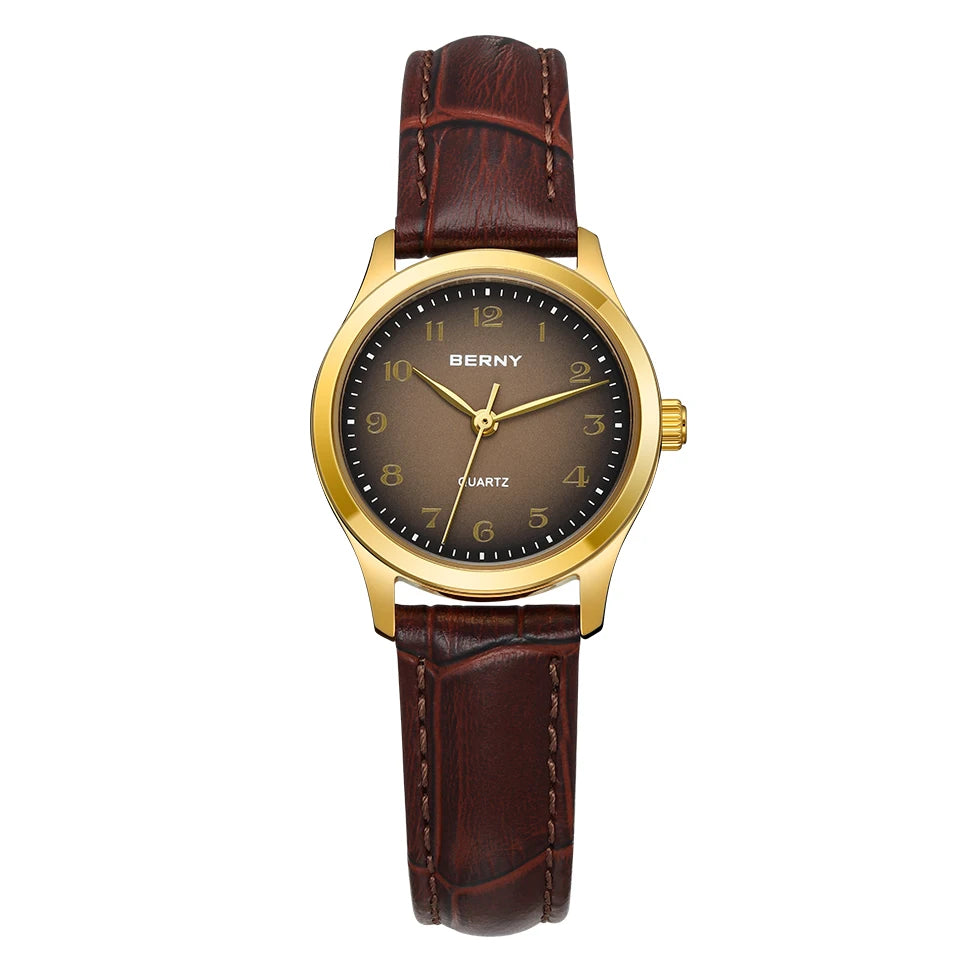 Gradient Dial Design with Leather Band