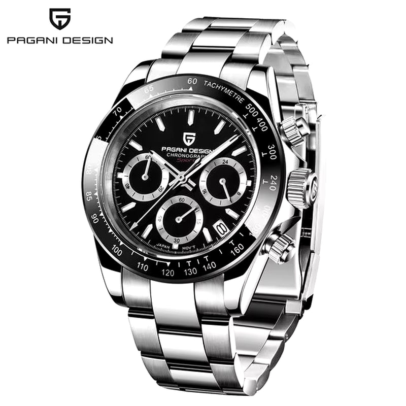 New Retro Chronograph Stainless Steel Quartz Watch