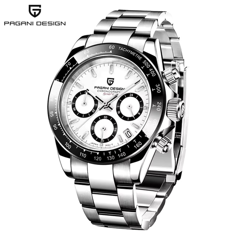 New Retro Chronograph Stainless Steel Quartz Watch