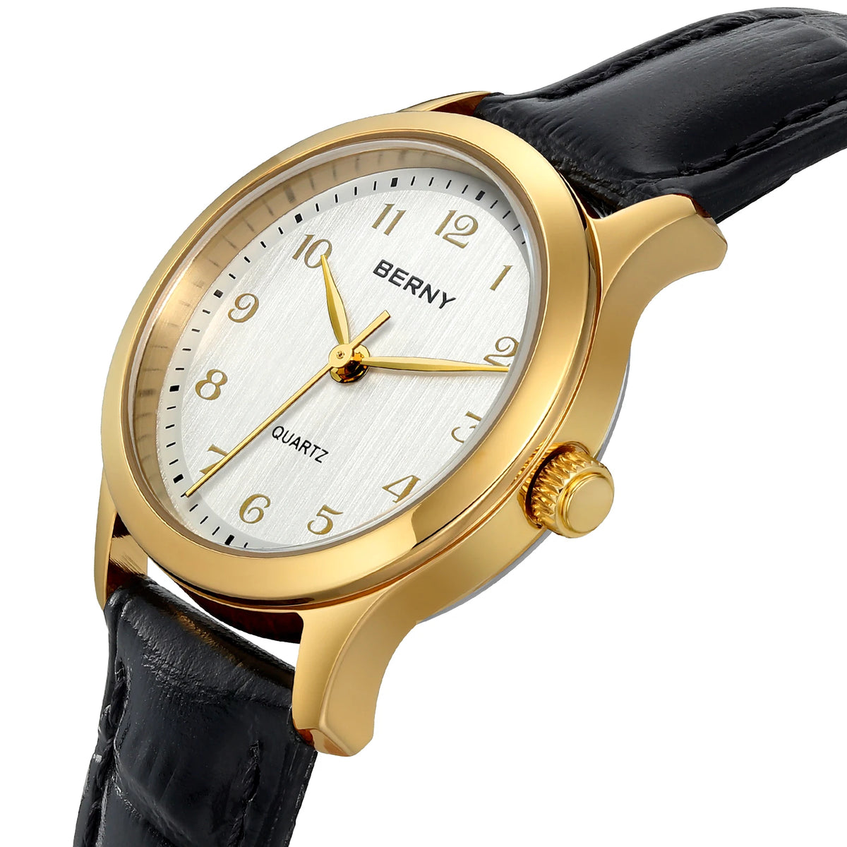 Gradient Dial Design with Leather Band