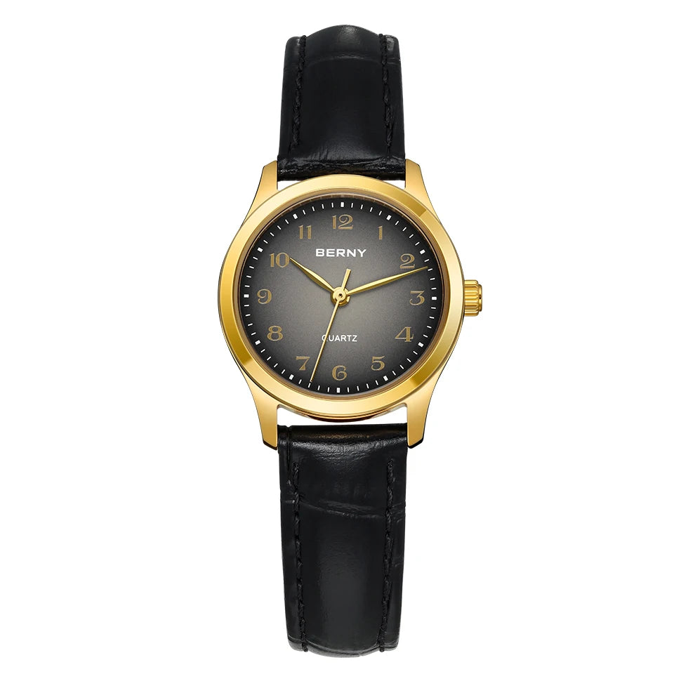 Gradient Dial Design with Leather Band