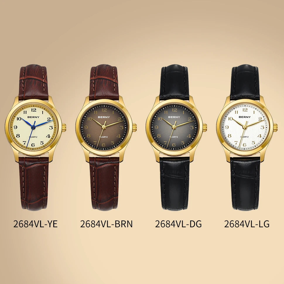 Gradient Dial Design with Leather Band
