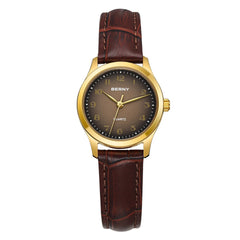Gradient Dial Design with Leather Band