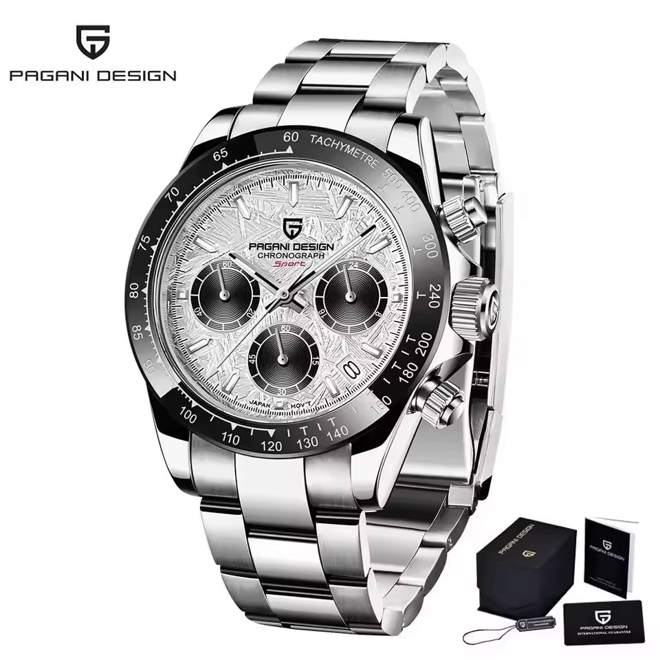 New Retro Chronograph Stainless Steel Quartz Watch
