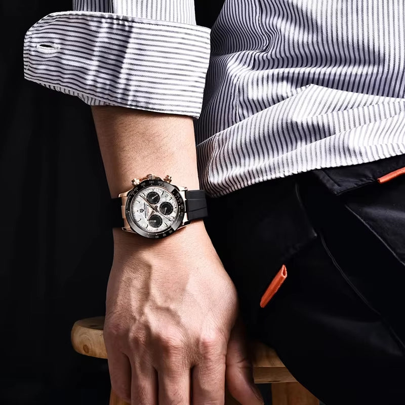 New Retro Chronograph Stainless Steel Quartz Watch