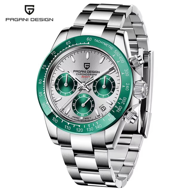 New Retro Chronograph Stainless Steel Quartz Watch
