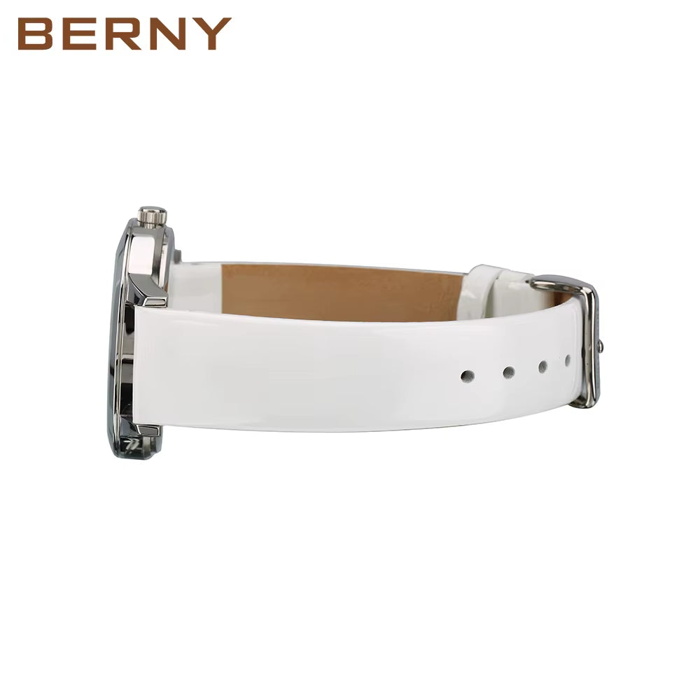 Japanese Quartz Movement with Calendar Window and  Leather Strap 