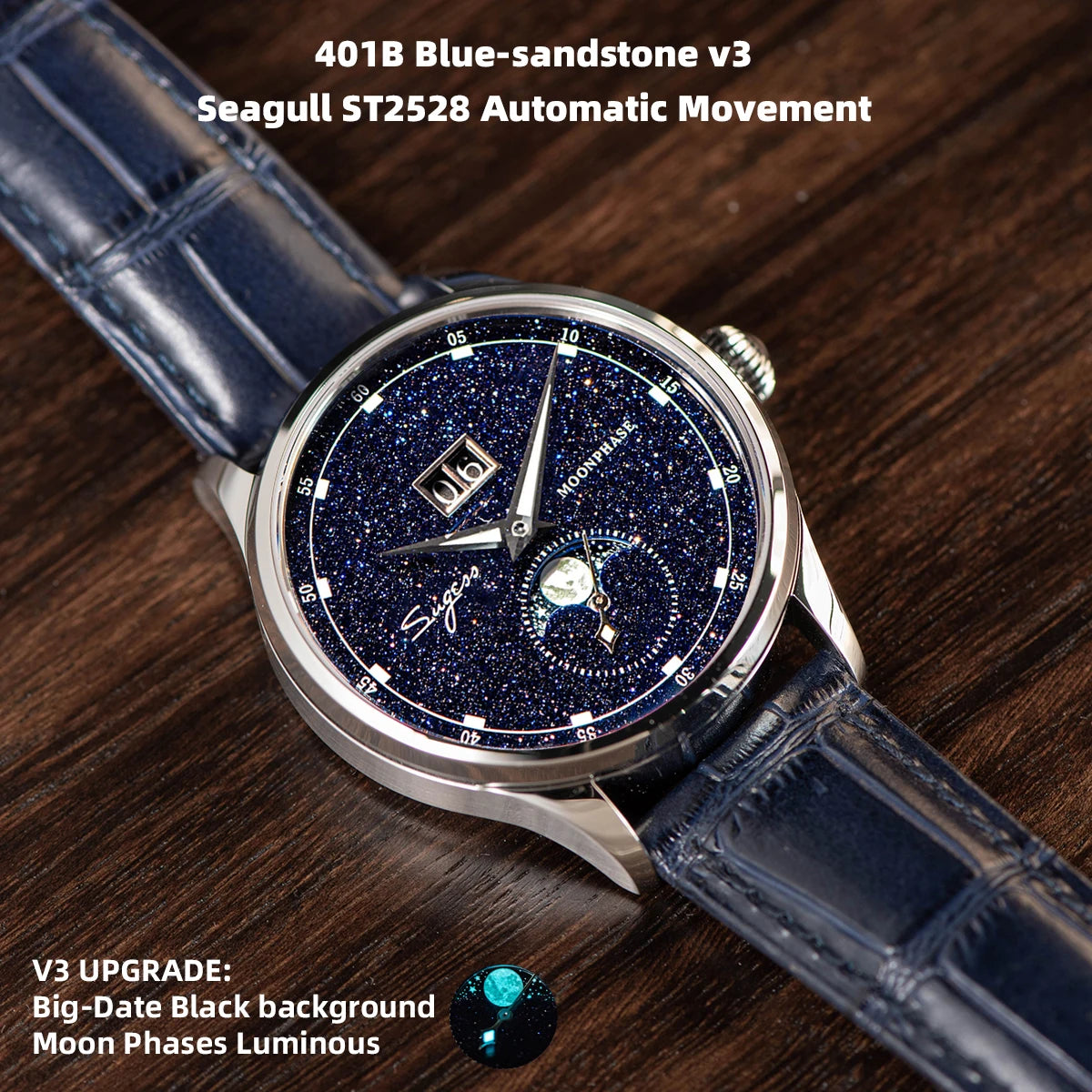 Moonphase Watch & Sandstone Dial