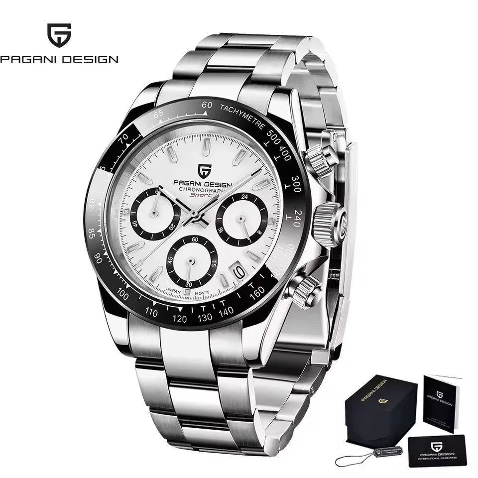 New Retro Chronograph Stainless Steel Quartz Watch