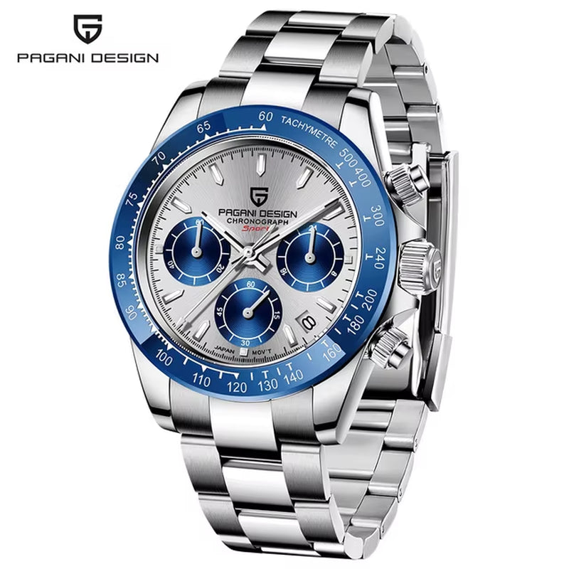 New Retro Chronograph Stainless Steel Quartz Watch