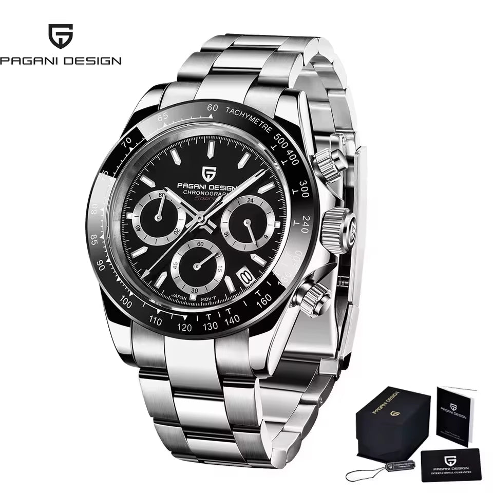 New Retro Chronograph Stainless Steel Quartz Watch