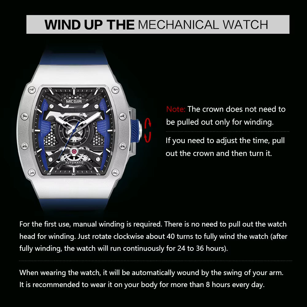 Men'S Automatic Mechanical Watch with Stainless Steel Case Sillicone Strap Fashion Waterproof Luminous Wristwatch 8604